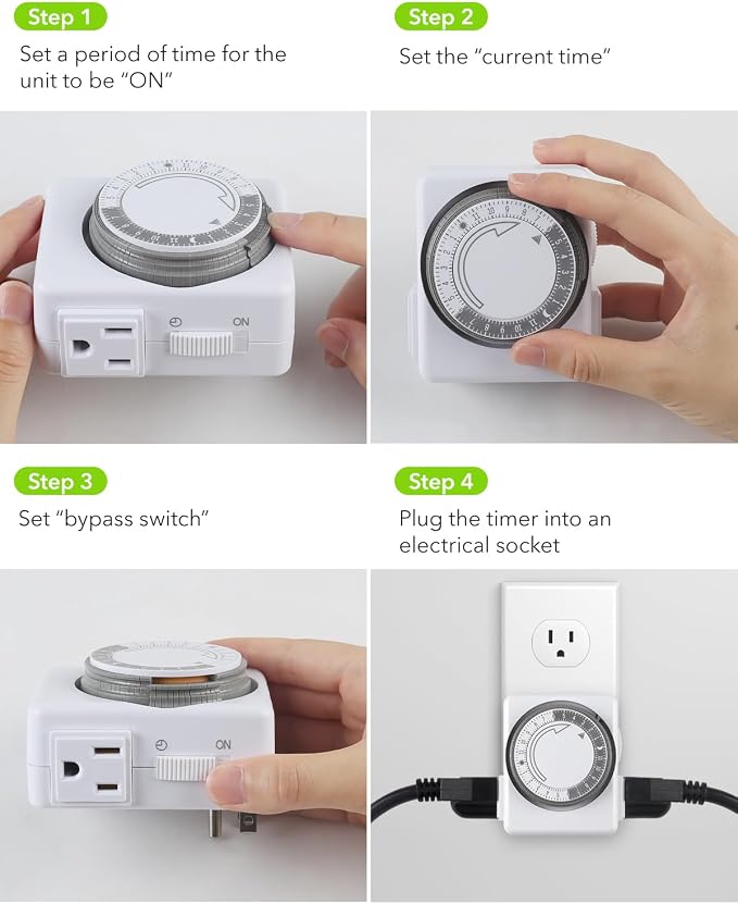 HBN Outlet Timer for Electrical Outlets Indoor, 24 Hour Mechanical Light Timers - Image 7