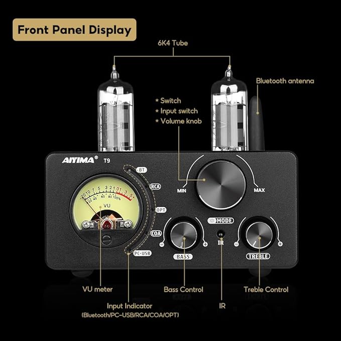 AIYIMA T9 100W*2 Bluetooth Stereo Amplifier Class D Amp 2.0/2.1 Channel Tube - Image 2