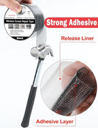 Wohohoho Window Screen Repair Tape, 2 in X 20 FT Black Screen Patch Repair Kit - Image 5