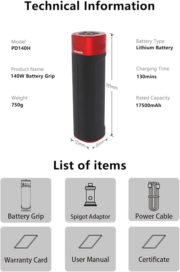 iFootage PD140H 140W Battery Grip – USB-C Portable Charger - Image 8