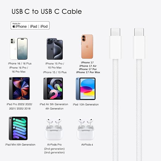 6FT iPhone 17/16/15 USB C to USB C Cable - Image 4