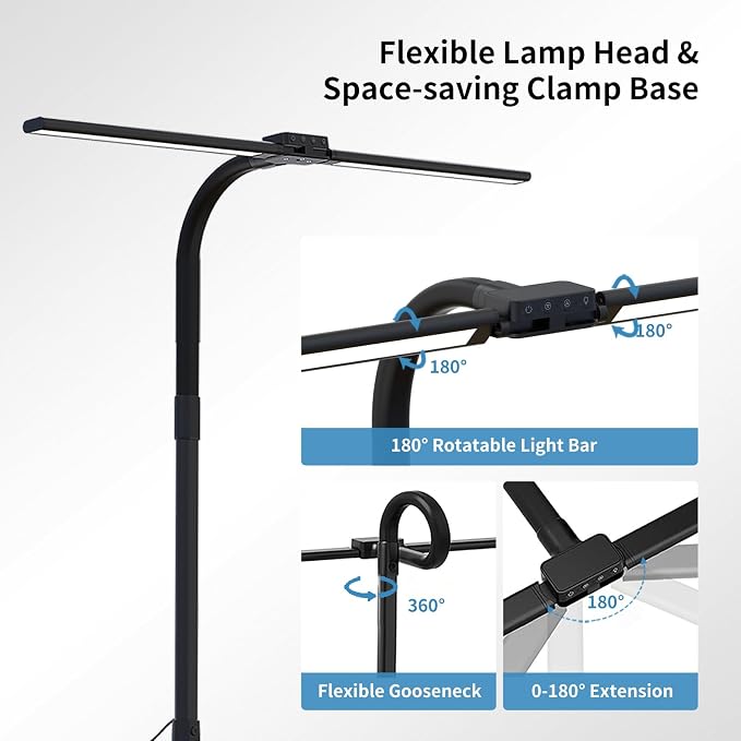 Full Spectrum LED Desk Lamp, Sun Lamp 15W Eye-Caring Table Light - Image 5