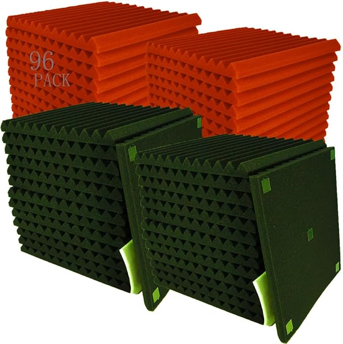 96 Pack Black/RED 12 "X 12 "X1" Acoustic Panels Studio Soundproofing Foam Wedge by HPKL9999