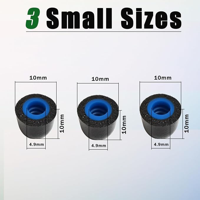 Small Earbuds Memory Foam Tips Fit 5mm-7mm Anti-Slip Isolation Noise - Image 4