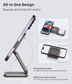 Foldable Magnetic Wireless Charger, KU XIU X40 Aluminum Alloy 3 in 1 Charging - Image 7