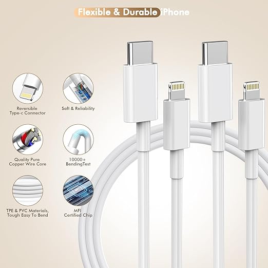 10FT Fast iPhone Charger, Extra Long Apple Charger Fast Charging 2Pack 20W USB - Image 6