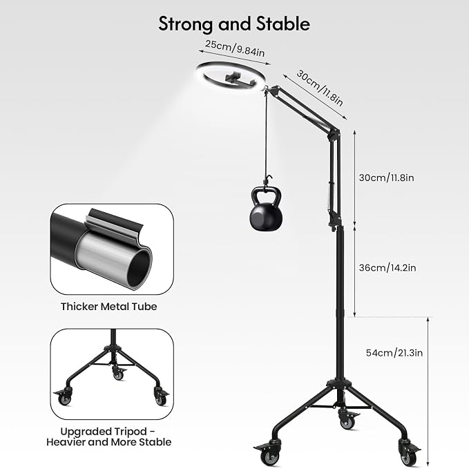 LUXSURE Ring Light Tripod for iPhone, Overhead Camera Mount - Image 6