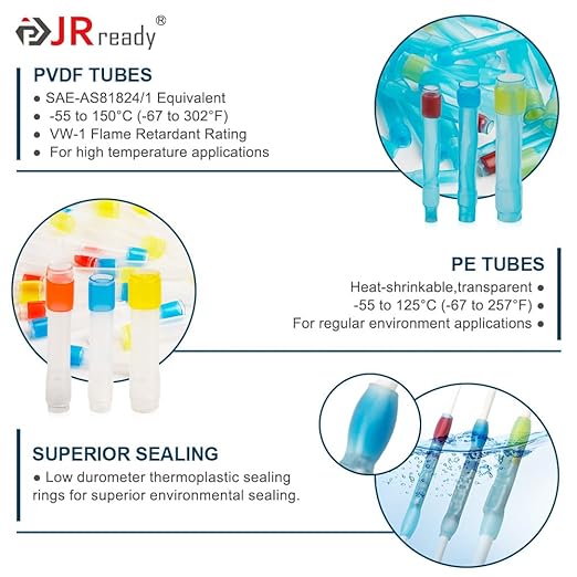 JRready 50Set IP68 Waterproof Butt Splice Connectors Red MiniSeal Crimp Splice - Image 3