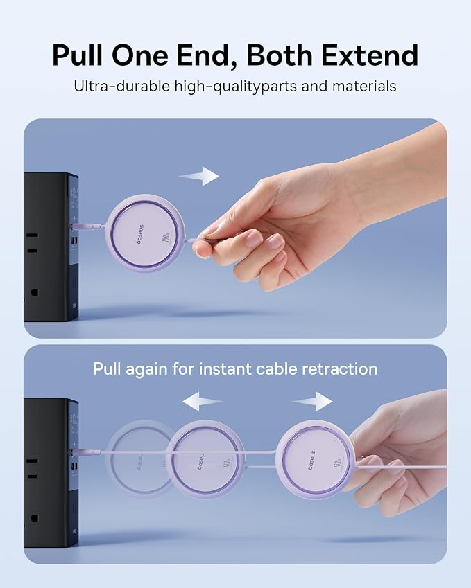 Baseus USB C to USB C Cable, 100W Retractable USB C 5A Fast Charging Cable - Image 3