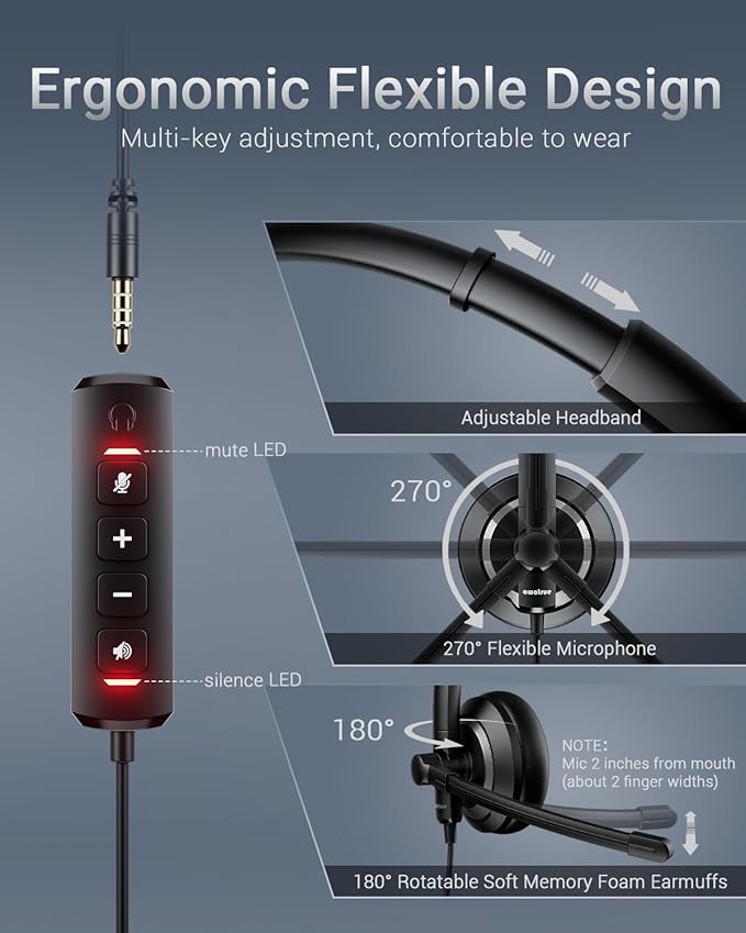Computer USB Headset with Microphone - Image 4