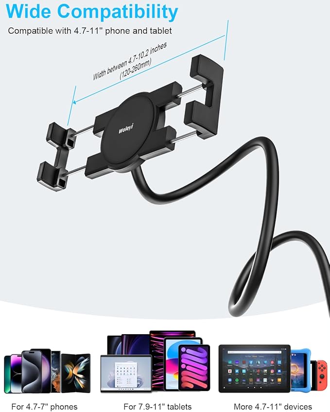 woleyi Gooseneck Tablet Holder for Bed, Flexible Long Arm Tablet Mount for Desk - Image 7