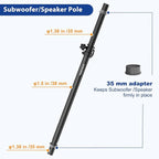 Set of 2 Speaker Poles for Subwoofer Extended Speaker Pole Only Fits Subwoofers - Image 2