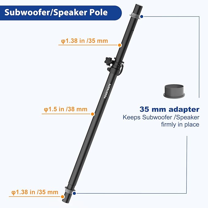 Set of 2 Speaker Poles for Subwoofer Extended Speaker Pole Only Fits Subwoofers - Image 2