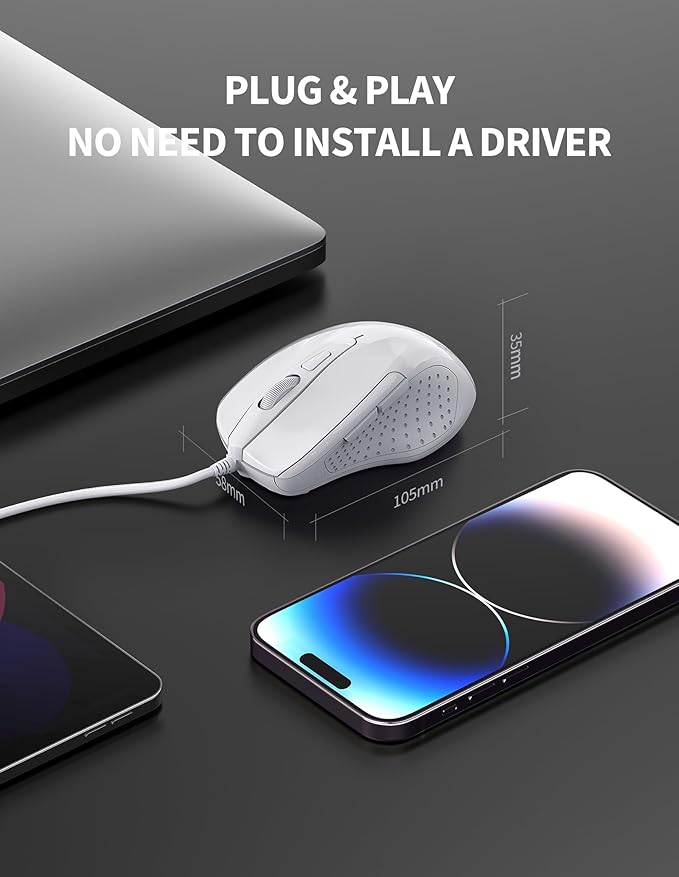 TECKNET USB Wired Mouse, 6-Button Corded Mouse - Image 5