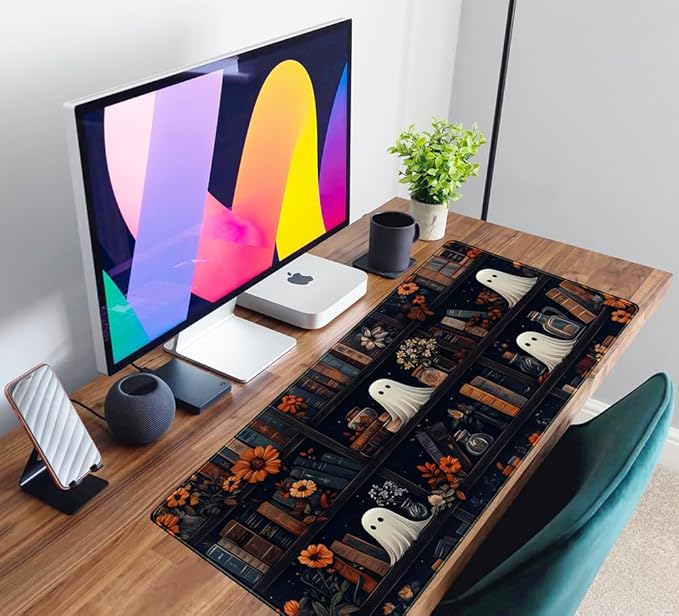 Cute Ghost Desk Mat Dark Vintage Large Mouse Pad Gaming Black Mouse Pad XXL - Image 6