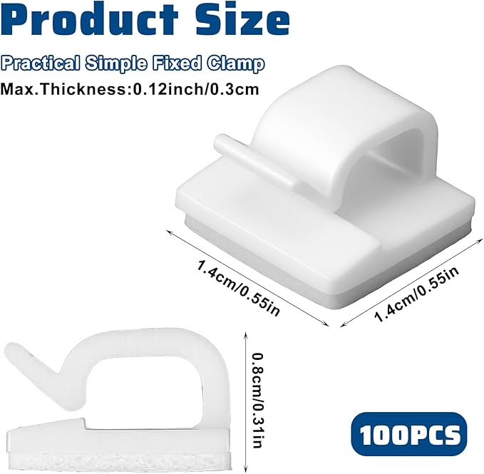 Ethernet Cable Clips Adhesive Cable Ties, Cord Management Staples - Image 2