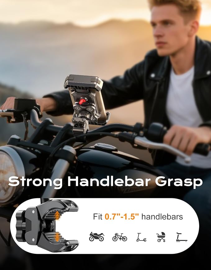 Bike Phone Holder, Super Stable Motorcycle Phone Mount, 360° Rotation & Quick - Image 3