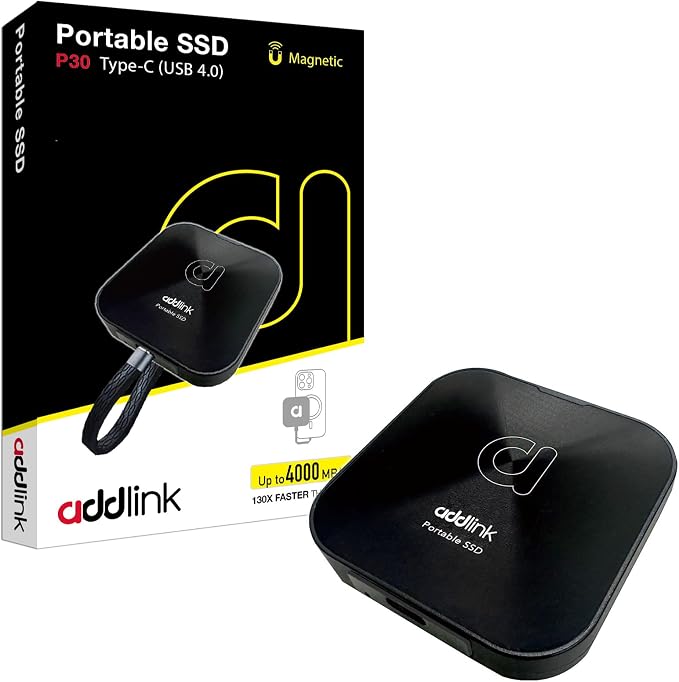 Addlink P30 1TB Magnetic Portable SSD, USB4 4000MB/s Compatible by AddlinkTechnologyCorp