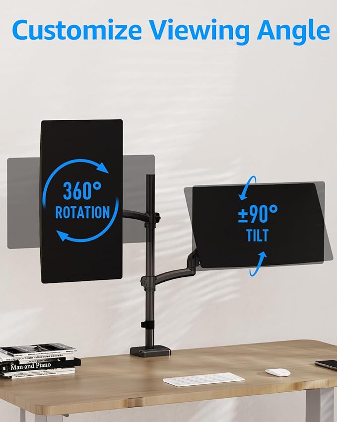 MOUNTUP Vertical Dual Monitor Mount Holds 4.4-17.6lbs, Dual Monitor Stand - Image 4