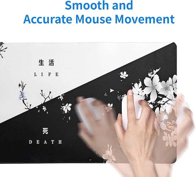 Black and White Japanese Cherry Blossom Gaming Mouse Pad Sakura Death Life - Image 7
