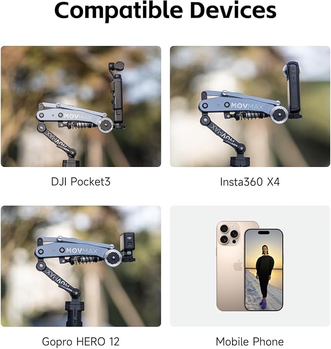MOVMAX Blade Arm Handheld Kit for DJI Pocket 3, Insta 360, and GoPro Hero 12 - Image 3