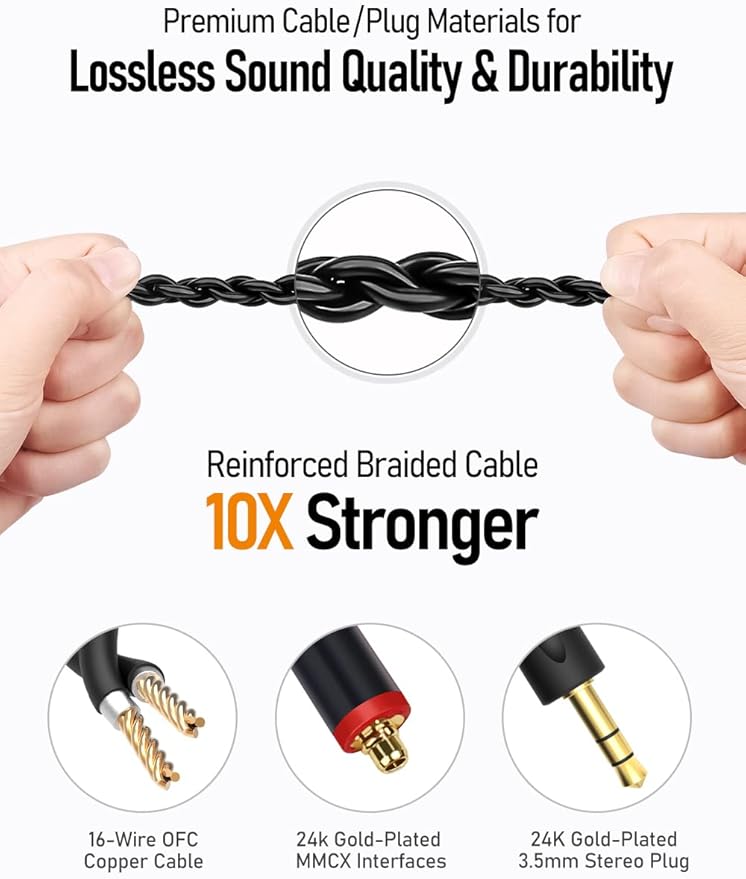 Vibes 201C Wired Earbuds in-Ear Headphones, USB C to 3.5mm Adapter & Braided - Image 7