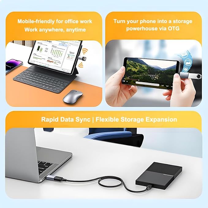 USB to USB C Adapter, USB-C Male to USB3.0 Female Adapter Thunderbolt 3 OTG - Image 5