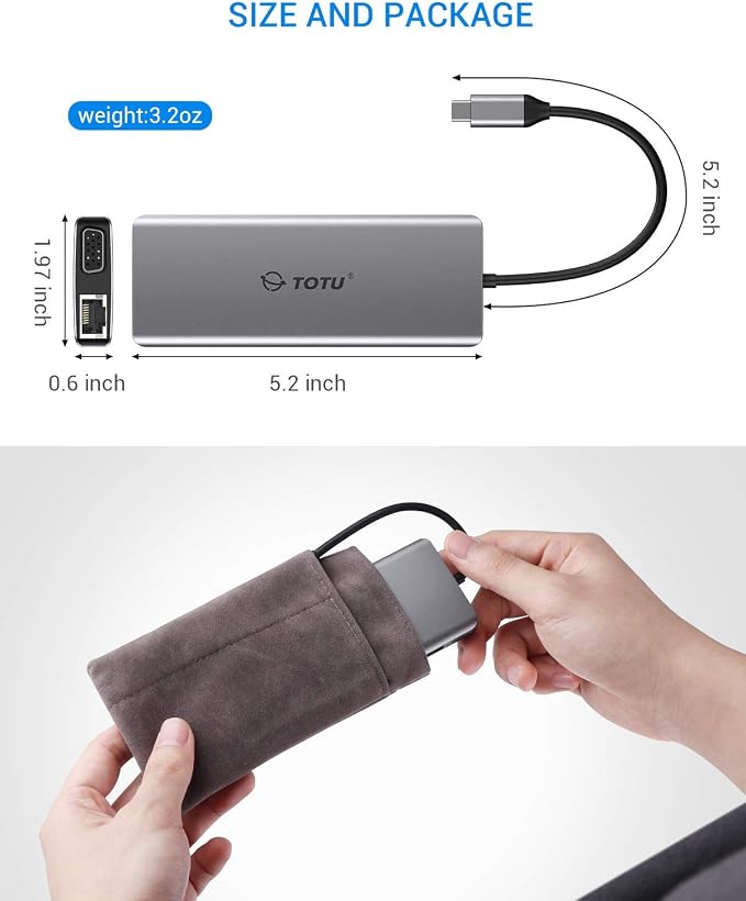 USB C Hub, TOTU Upgraded 13 in 1 Type C Hub to 4K HDMI & DP, 2 USB3.0/2 - Image 9