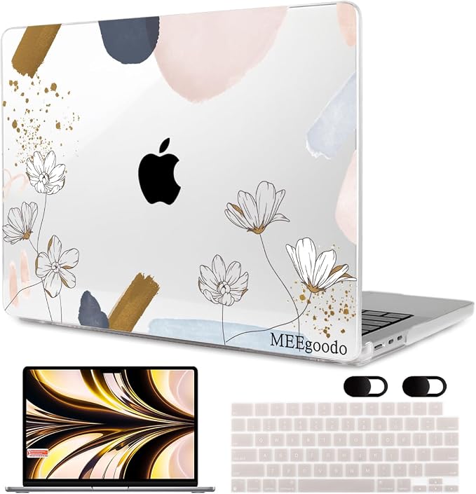 MEEgoodo Case for MacBook Air M4/M3/M2 13.6 inch 2025 2024 2022, Fit Model by MEEgoodo