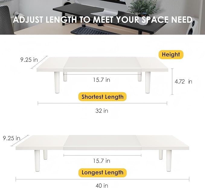 Across-Star Dual-Monitor-Stand-Riser-For-Desk Adjustable Length 32-40 - Image 3