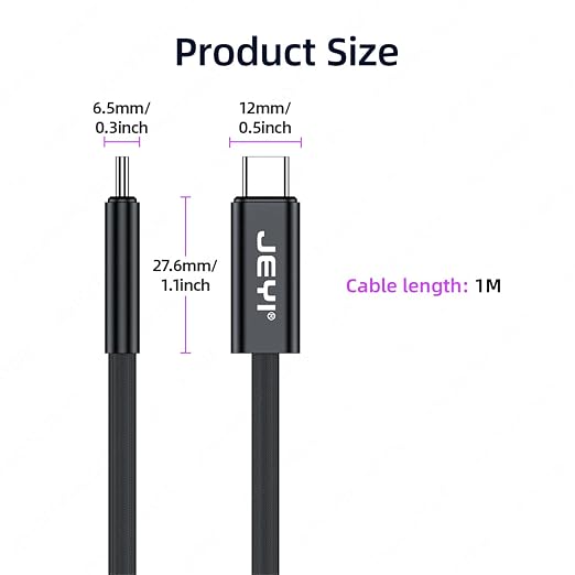 JEYI Thunderbolt 5 Cable 1m/3.3ft 80Gbps, 120Gbps Bandwidth 16K/Dual8K - Image 9