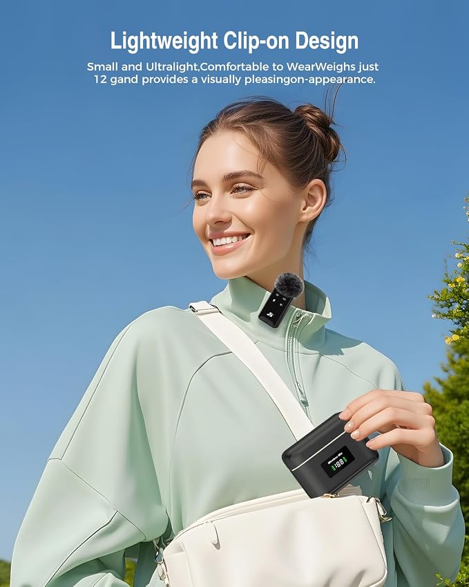 PQRQP Wireless Microphone for iPhone, Dual Microphones 20 H Battery Life - Image 7