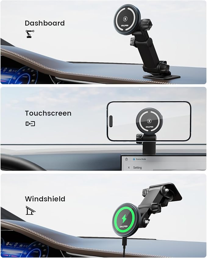OHLPRO for MagSafe Car Charger Mount for iPhone 16 15 14 13 Pro Max, 15W Fast - Image 4