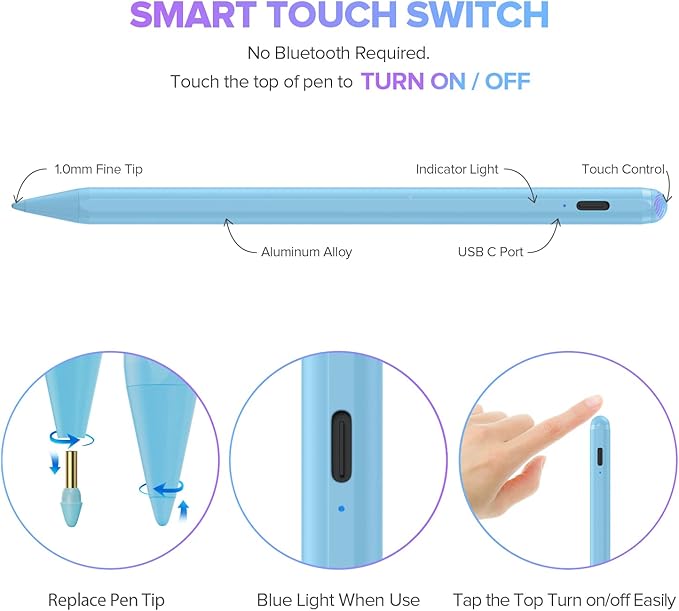 Stylus Pen for iPad with Palm Rejection, Active Pencil Compatible with Apple - Image 5