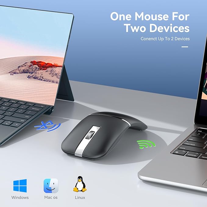 WFB Wireless Arc Mouse for Laptop, Rotatable Rotating Ultra Slim, 3 DPI for - Image 3
