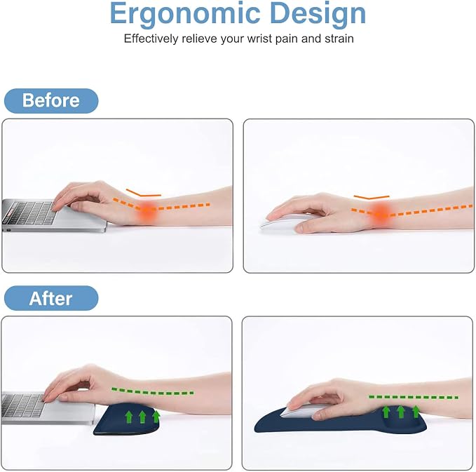 MOSISO Wrist Rest Support for Mouse Pad & Keyboard Set, Ergonomic Mousepad - Image 3