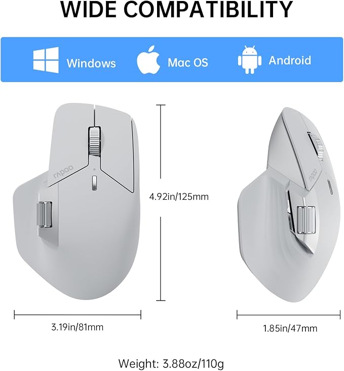 Rapoo MT760 Multi-Device Wireless Mouse, 11 Programmable Buttons, 4K DPI - Image 9