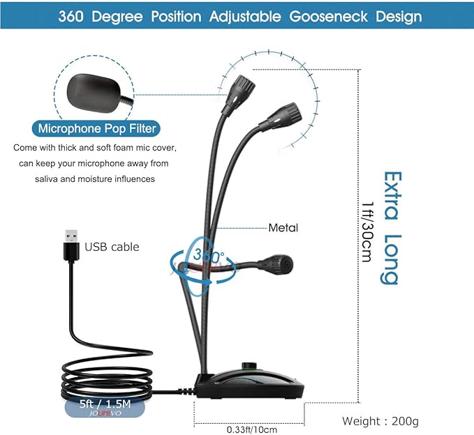 USB Recording Microphone, Computer PC Podcast Condenser Cardioid Mic - Image 3
