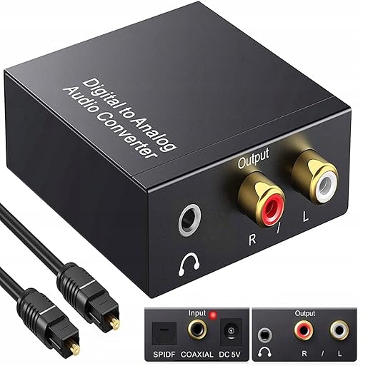 Digital to Analog Audio Converter 192kHz DAC, Optical Toslink & Coaxial SPDIF by Beigemo