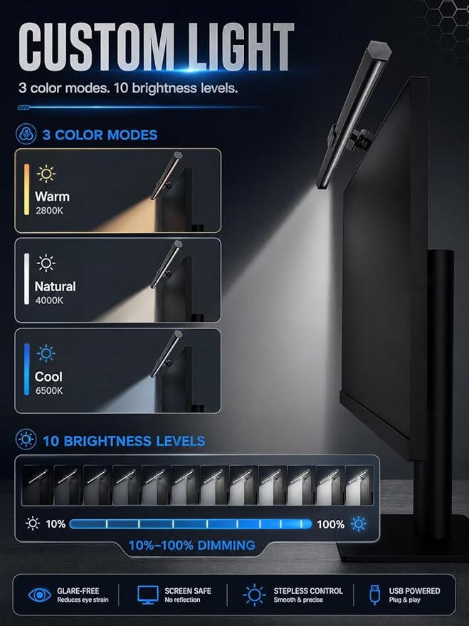 Monitor Light Bar, USB Powered LED Computer Light - Image 4