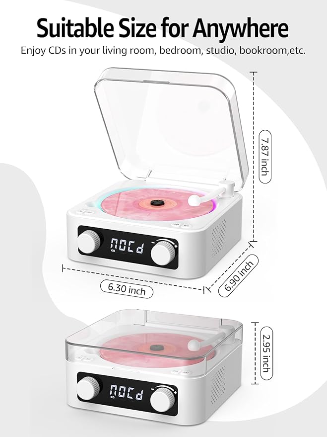 CD Player with Built-in Speakers Portable Bluetooth Input&Output Desktop CD - Image 4