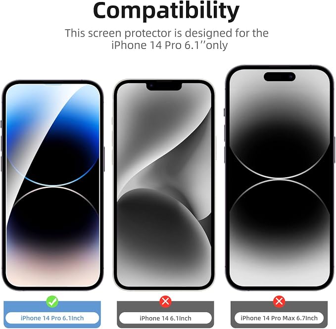 NEW'C 3 Pack Designed for iPhone 14 Pro Screen Protector, Enhanced Tempered - Image 4