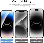 NEW'C 3 Pack Designed for iPhone 14 Pro Screen Protector, Enhanced Tempered - Image 4