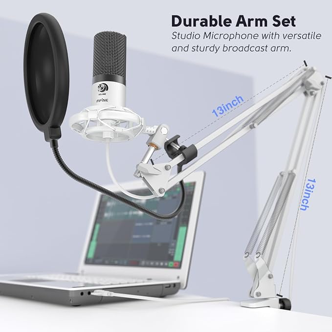FIFINE USB Recording Microphone Kit, Studio Condenser Microphone - Image 5