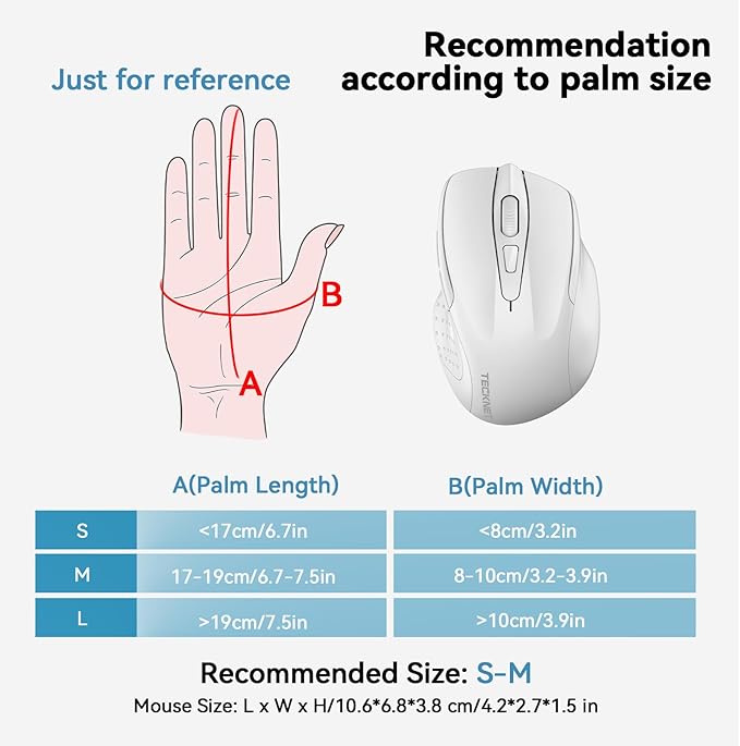 TECKNET Wireless Mouse Rechargeable 4800 DPI Silent USB A & Bluetooth Mouse 6 - Image 4