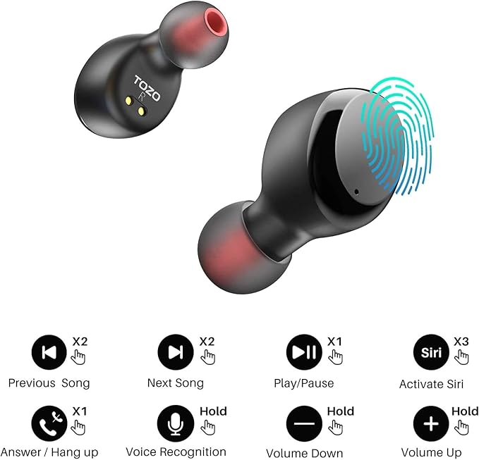 TOZO T6 Wireless Earbuds, Stereo Sound in Ear Headphones, 50 Hours Playtime - Image 9