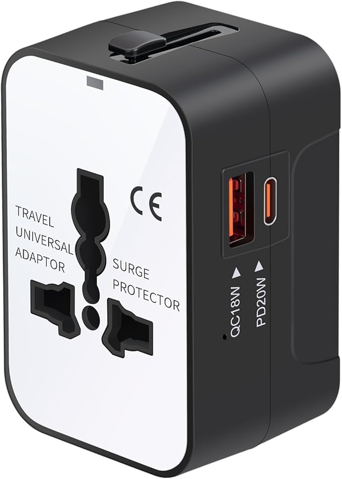 Travel Adapter Fast Charge, GaN Worldwide All in One Universal Travel Adapter by NEWVANGA