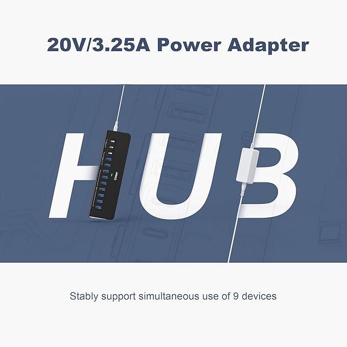 Powered USB Hub 10Gbps, intpw YH9AC 12-Port USB C Hub - Image 8