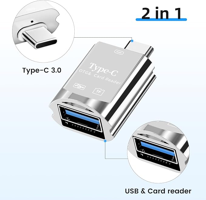 BORLTER CLAMP USB C Micro SD Card Reader, Type C SD Card Reader - Image 2