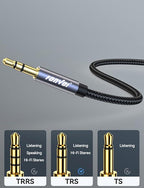 8FT 3.5mm Aux Jack Audio Extension Cable, Male to Female, TRS Headphone - Image 2